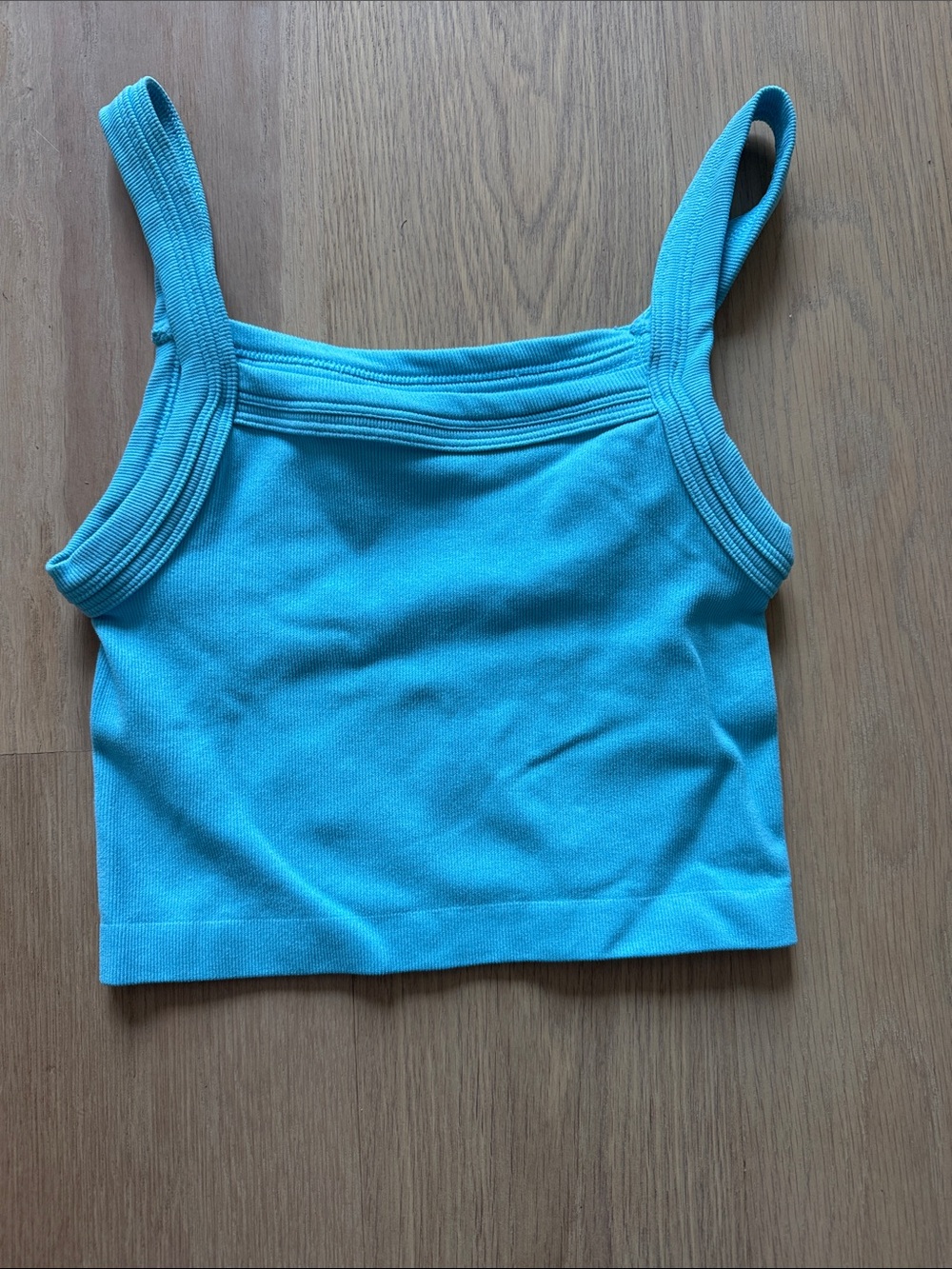 Urban Outfitters Bright Turquoise Ribbed Cropped Tank